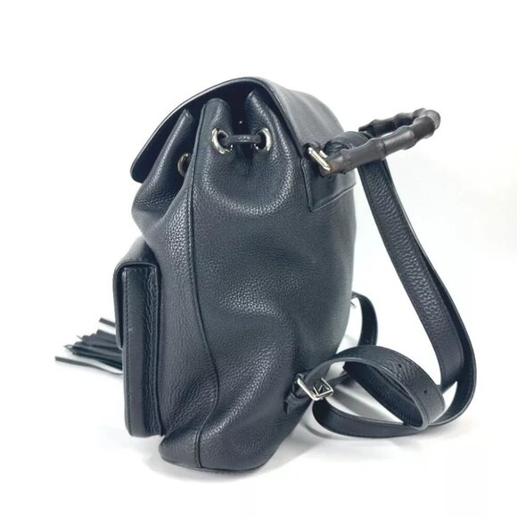GUCCI Bamboo backpack fringe tassel Bag Backpack Leather Black main image 4